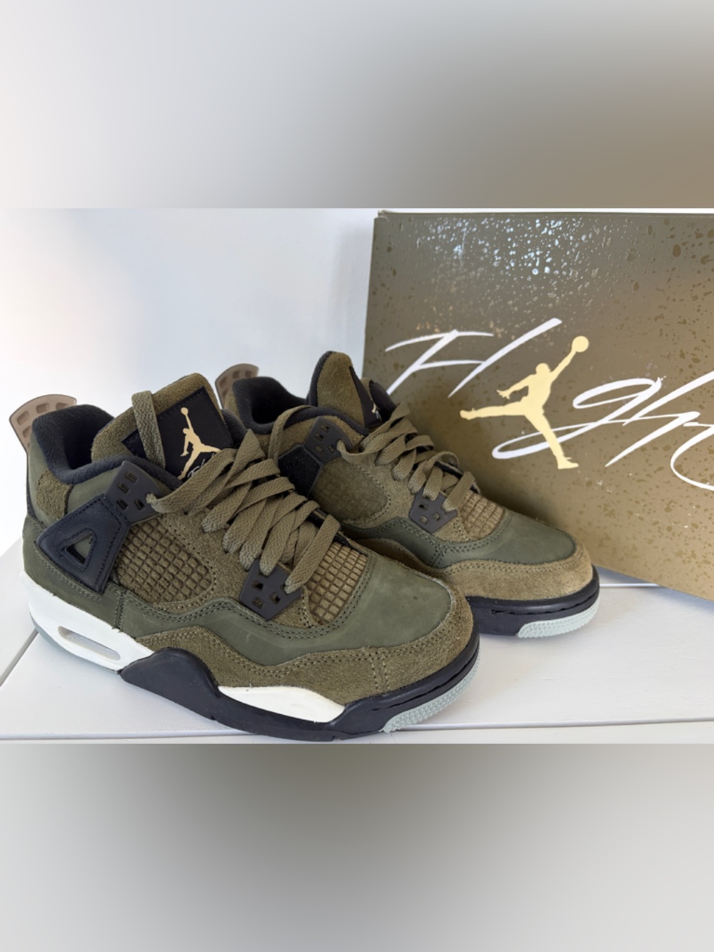 Nike Kids Jordan 4 Retro SE craft medium olive size 4Y